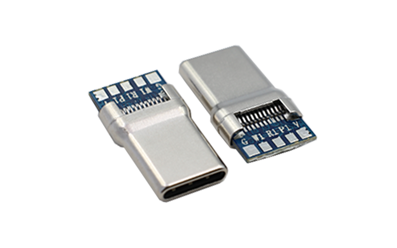 104033281-USB TYPE C 3.1 24PIN PLUG CONN帶PCB 8個(gè)焊盤(pán)